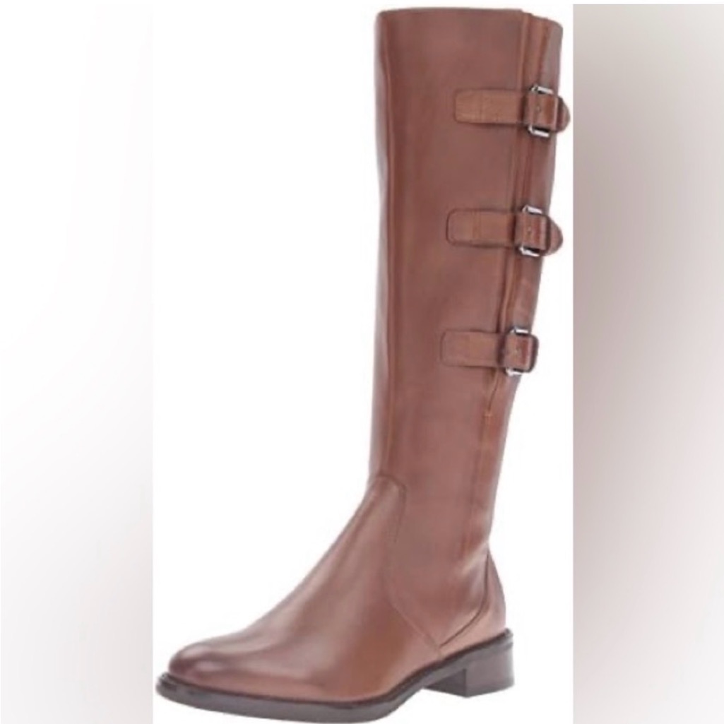 Ecco Hobart Buckle Knee High Riding Brown Chestnut Leather Boots Size 9.5